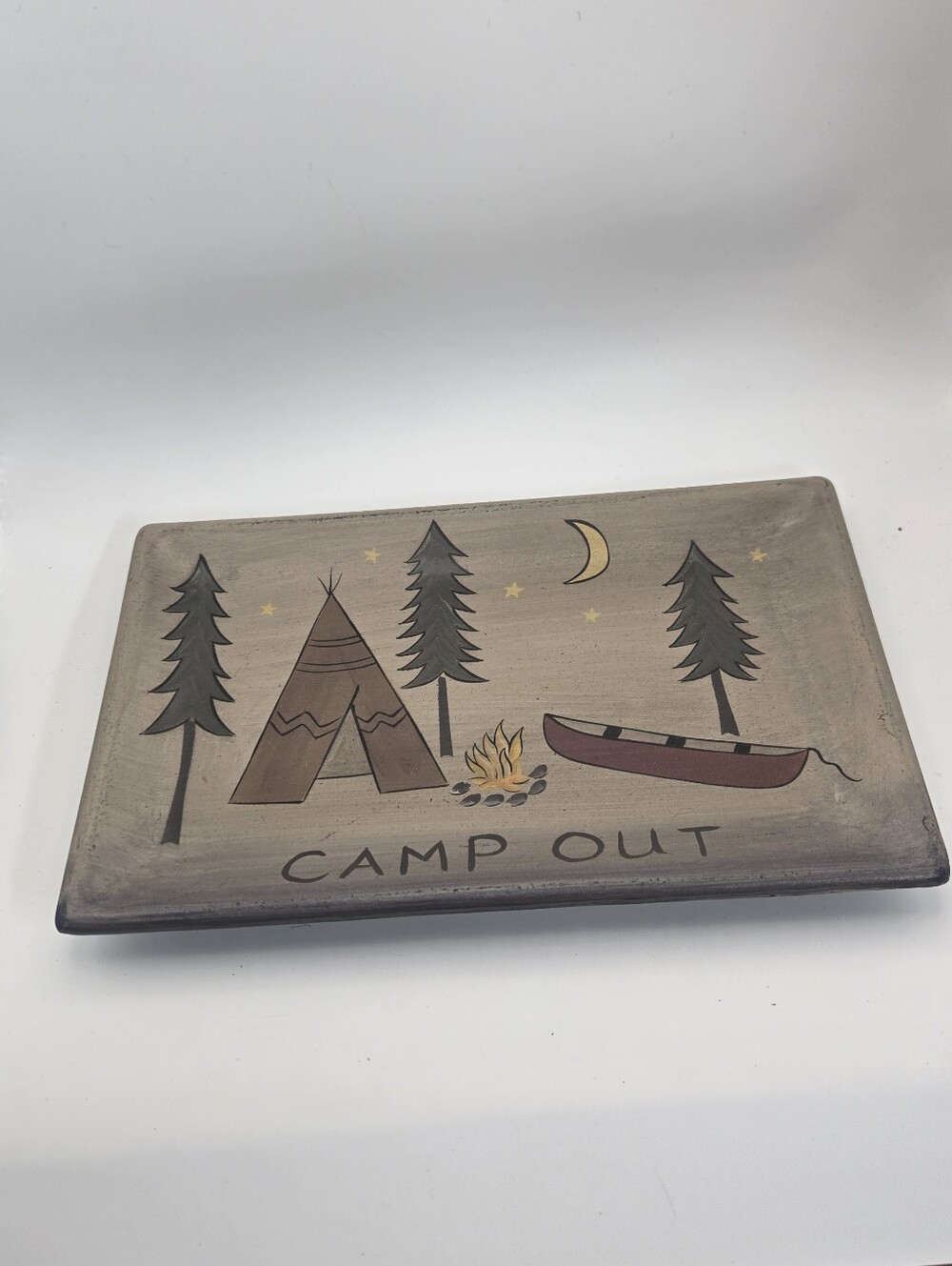 Donna White Resin Decorative Tray Camp Out Desogn